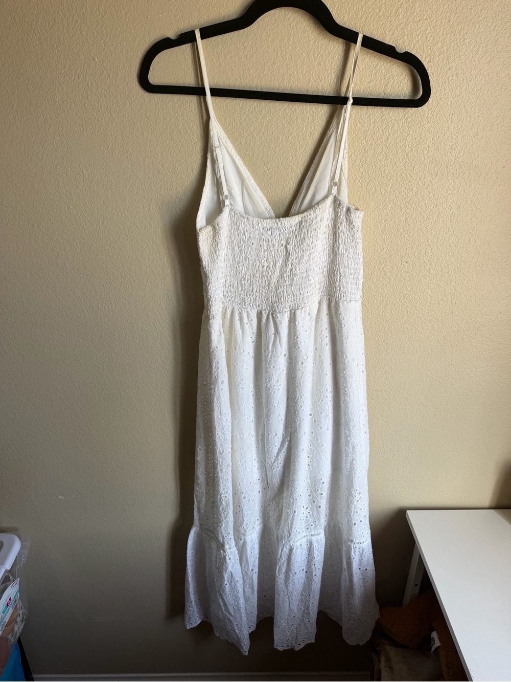 Simplee Apparel White Eyelet V-Neck Midi Dress - Picture 2 of 6